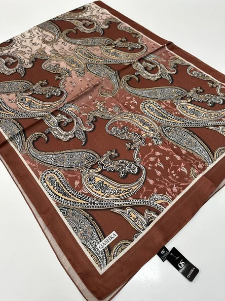 QASHKA Saten İpek Şal Etro Desen LBT0118 ürün görseli 1