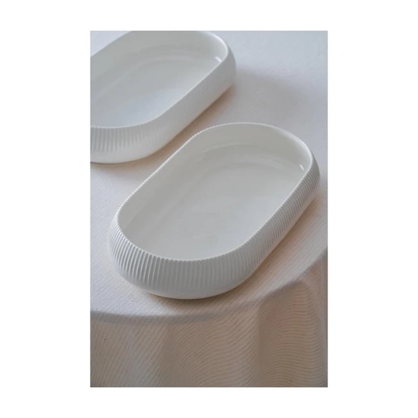 ACAR Bianco Perla Porselen Oval Kase - 35 cm ürün görseli 1