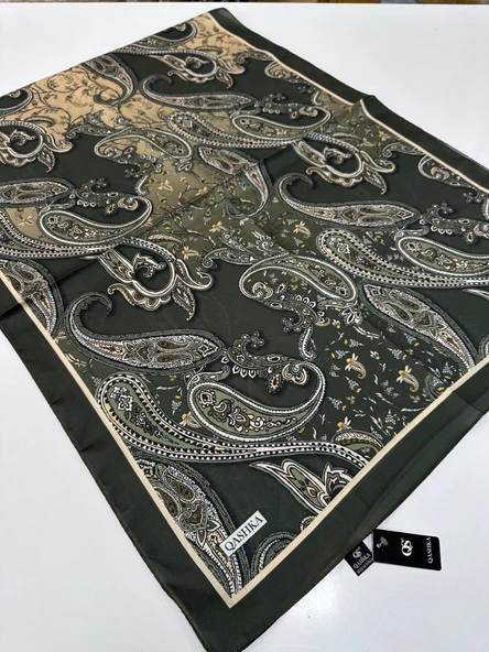 QASHKA Saten İpek Şal Etro Desen LBT0115 ürün görseli 1