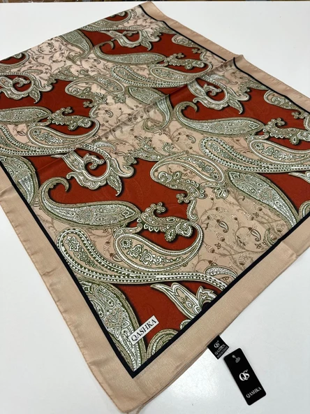 QASHKA Saten İpek Şal Etro Desen LBT0113 ürün görseli 1