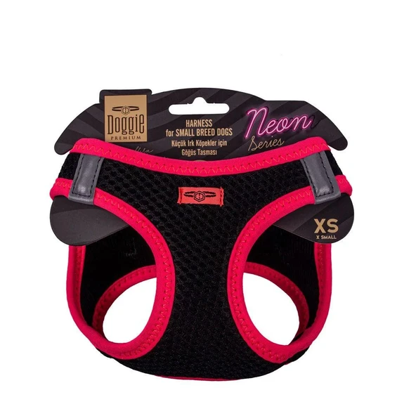 Doggie Havalı Dokuma Neon Küçük Irk Göğüs Tasması Pembe 30-34 cm (ANG-XS) ürün görseli 1