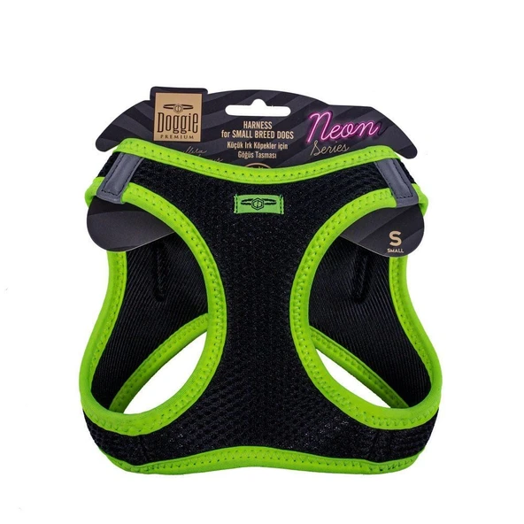 Doggie Havalı Dokuma Neon Küçük Irk Göğüs Tasması Sarı 32-38 cm (ANG-S) ürün görseli 1