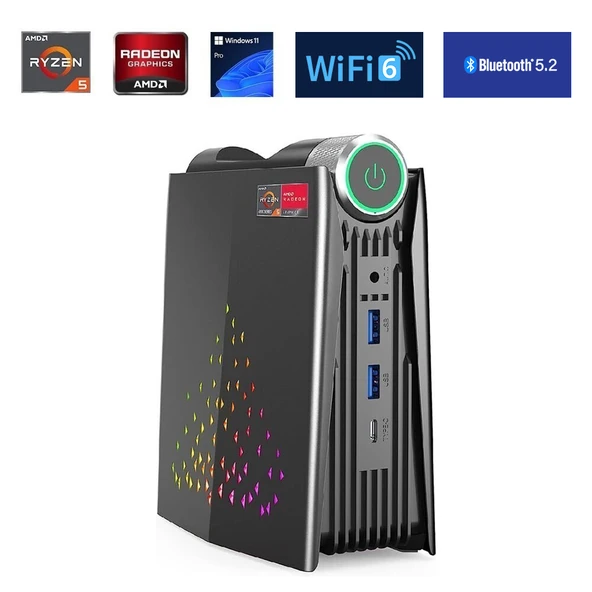 NiPoGi S3A WorkPro AMD Ryzen 5 7430U 8GB DDR4 512GB NVMe DP Type-C Wi-Fi 6 BT 5.2 W11 Mini PC ürün görseli 1