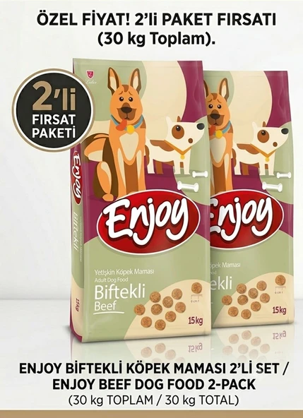 Enjoy Biftekli Yetişkin Köpek Maması 15 Kg 2Lİ SET ürün görseli 1