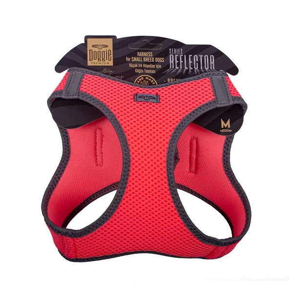 Doggie Havalı Dokuma Reflektörlü Küçük Irk Göğüs Tasması Pembe 38-44 cm (ARG-M) ürün görseli 1