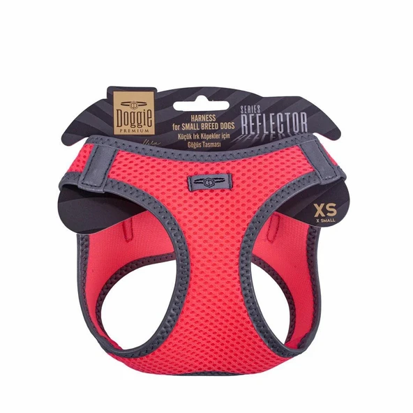 Doggie Havalı Dokuma Reflektörlü Küçük Irk Göğüs Tasması Pembe 30-34 cm (ARG-XS) ürün görseli 1