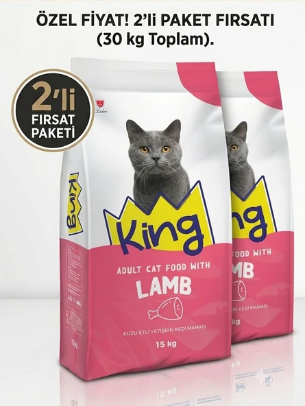 King Kuzulu Ve Pirinçli Yetiskin Kedi Mamasi 15 Kg 2Lİ SET ürün görseli 1