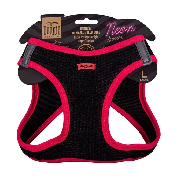Doggie Havalı Dokuma Neon Küçük Irk Göğüs Tasması Pembe 42-48 cm (ANG-L) ürün görseli 1