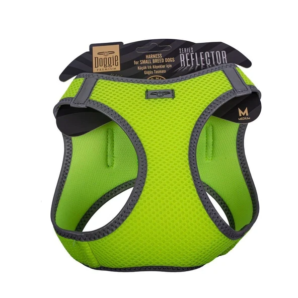 Doggie Havalı Dokuma Reflektörlü Küçük Irk Göğüs Tasması Yellow 38-44 cm(ARG-M) ürün görseli 1