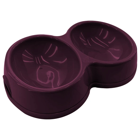 8566 Çiftli Kedi/Köpek Mama Kabı Bordo ürün görseli 1
