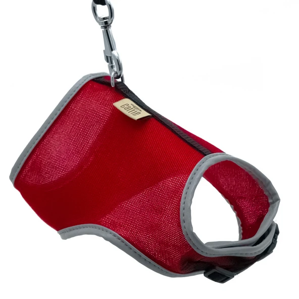 Cattie Havalı Dokuma Kedi Göğüs & Gezdirme Takımı Kırmızı 1*25-35 cm ürün görseli 1