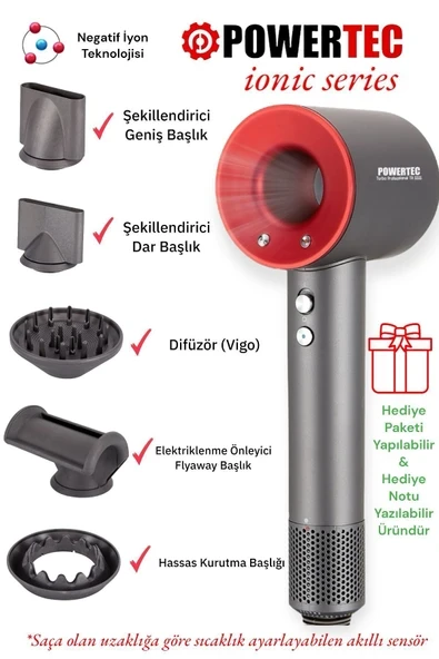 Powertec TR-3333 İyonizerli 5 Fonksiyon Plazma Saç Kurutma & Fön Makinesi ürün görseli 1