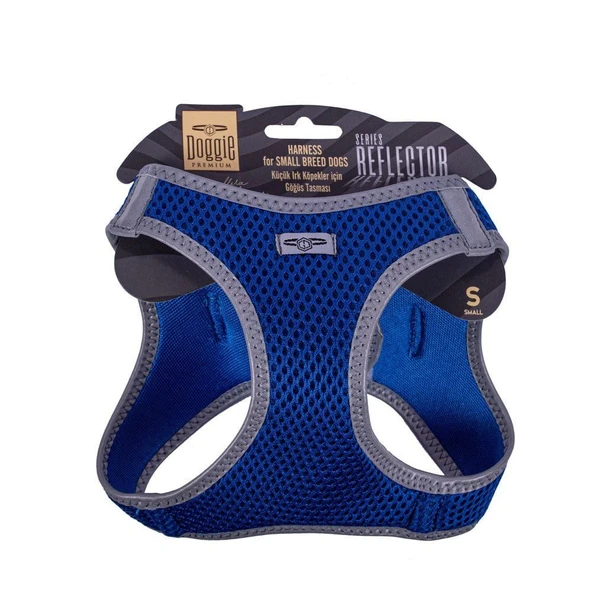 Doggie Havalı Dokuma Reflektörlü Küçük Irk Göğüs Tasması Mavi 32-38 cm (ARG-S) ürün görseli 1