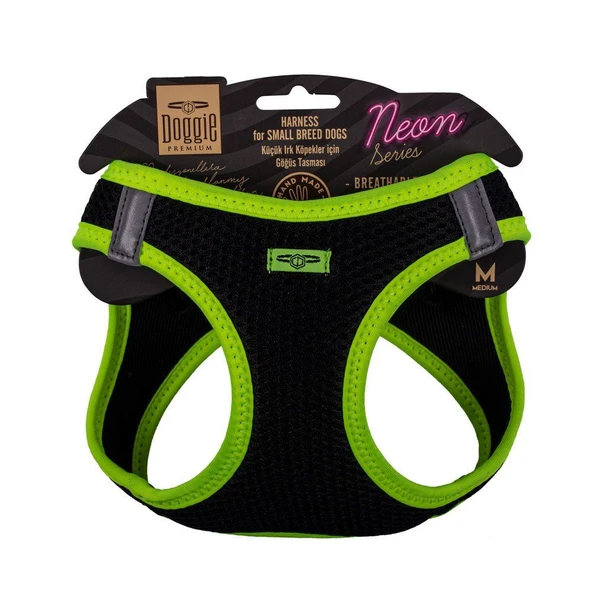 Doggie Havalı Dokuma Neon Küçük Irk Göğüs Tasması Sarı 38*44 cm (ANG-M) ürün görseli 1