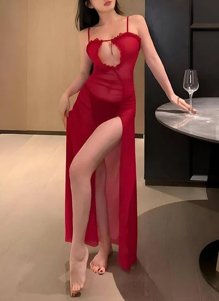Venlisa Transparan Yırtmaçlı Gecelik V2502 - Resim 5