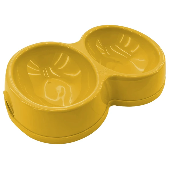 8566 Çiftli Kedi/Köpek Mama Kabı Sarı ürün görseli 1