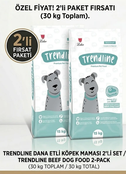 Trendline Dog Biftekli Köpek Maması 15 Kg 2Lİ SET ürün görseli 1