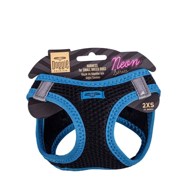 Doggie Havalı Dokuma Neon Küçük Irk Göğüs Tasması Mavi 26-30 cm (ANG-2XS) ürün görseli 1