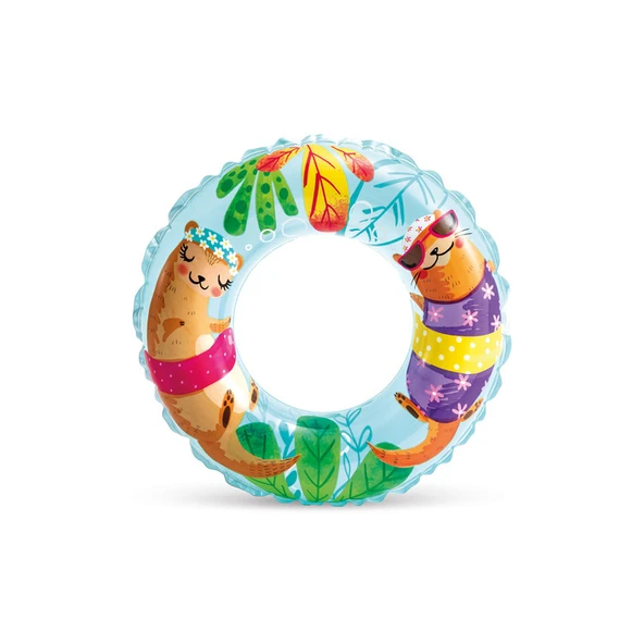 Çocuk Yüzme Simidi - Intex - Şeffaf Desenli - Gök Mavisi - 61cm (59242) ürün görseli 1