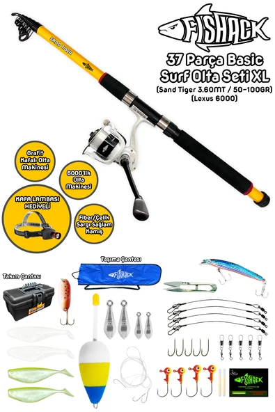 Fishack 37 Parça Surf Basic Deniz Olta Seti XL - 3.60MT / 50-100GR ürün görseli 1