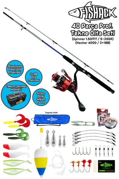 Fishack 40 Parça Profesyonel Tekne Olta Seti - 1.50MT/3+1BB ürün görseli 1