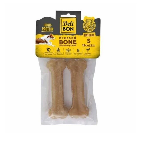 Delibon Deri Pres Kemik Köpek Ödülü Naturel 12 Cm (2'li) ürün görseli 1