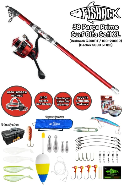 Fishack 38 Parça Surf Prime Deniz Olta Seti XL - 3.90MT / 100-200GR ürün görseli 1
