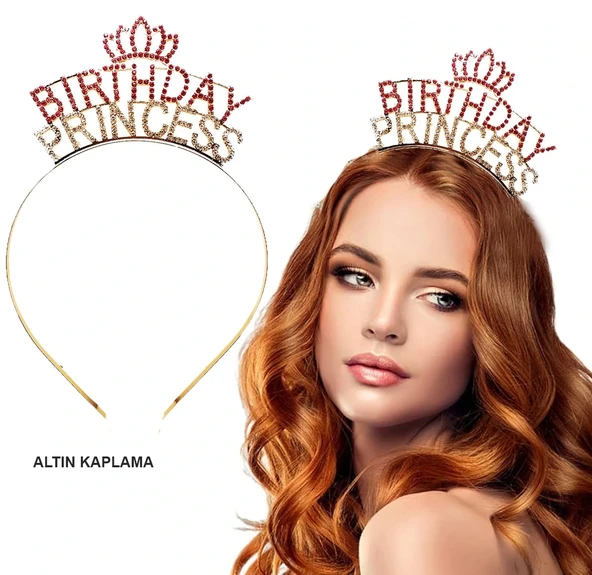 Birthday Princess Kristal Taç – Altın Kaplama ürün görseli 1