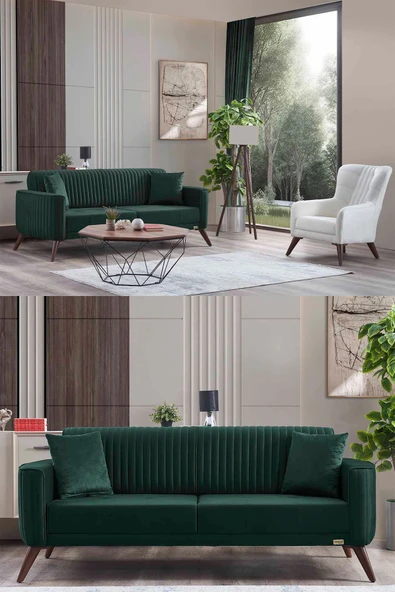 İYENA HOME LİVİNG Havana 3+3+1+1 Sırt Mekanizmalı Modern Koltuk Takımı Yeşil ürün görseli 1
