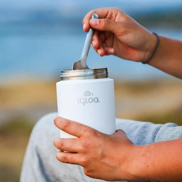 Çelik Yemek Termos - Igloo - Bamboo - 500 ml - Beyaz - 205789 - Resim 6