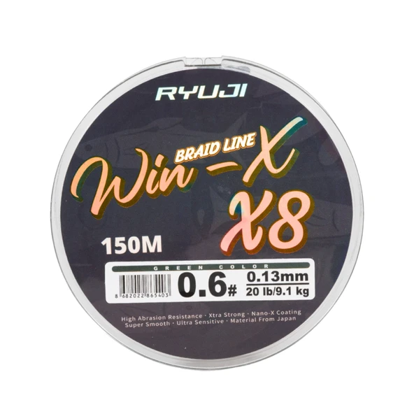 İp Örgü Misina - 8 Kat - Ryuji Winx X8 - 150mt - Yeşil - 0.13mm ürün görseli 1