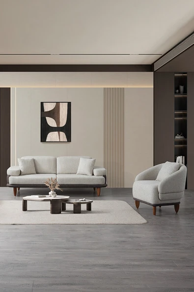 İYENA HOME LİVİNG Aldos 3+1 Modern Sırt Mekanizmalı Yataklı Koltuk Takımı Gri ürün görseli 1