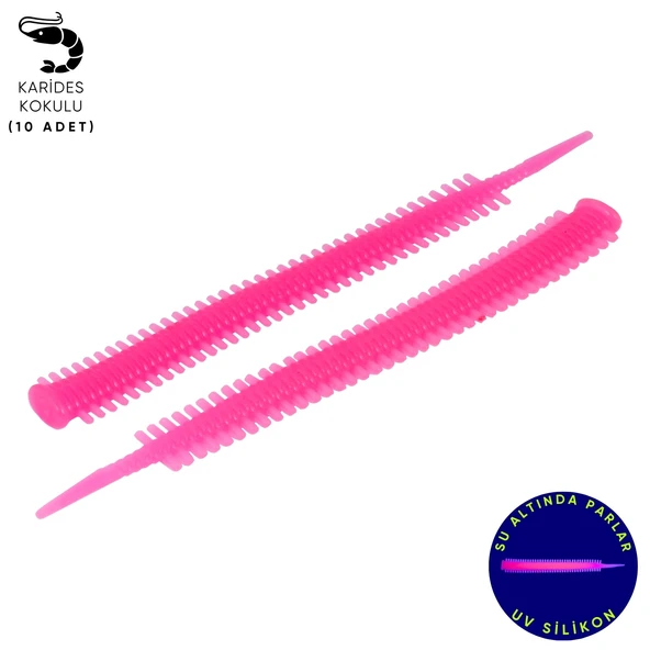 Silikon Kurt Yem - LRF Yem - 1g 70mm - Fishack Wormix - 10 Adet - Pink Glow ürün görseli 1