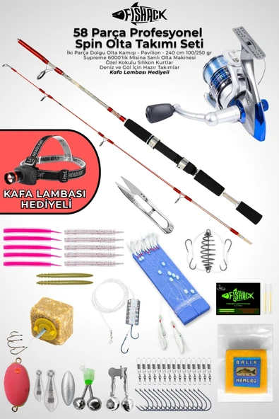 58 Parça Spin, Tekne, Kıyı Olta Takımı Seti - 240cm Krm 100-250G - 60'lık Makine ürün görseli 1
