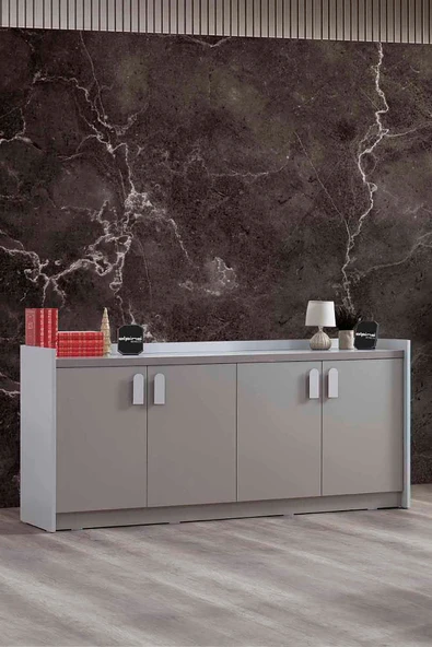 İYENA HOME LİVİNG Etna Ofis Dolabı Gri ürün görseli 1
