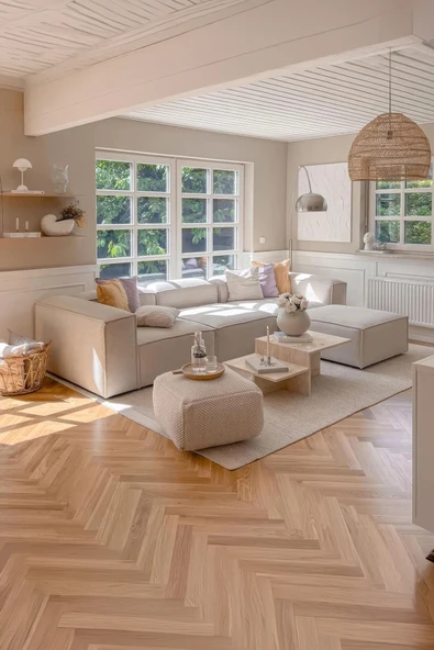 İYENA HOME LİVİNG Luna Relax 4 Modül Köşe Koltuk Krem Keten Kumaş Krem ürün görseli 1