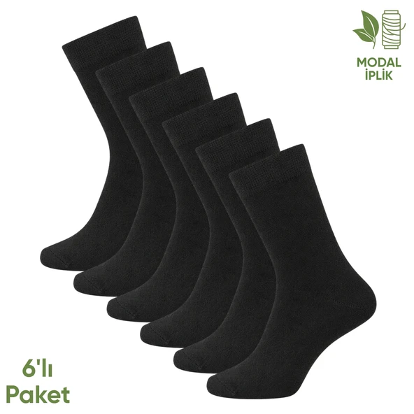 Modal İplik Erkek Soket Çorap - 6 Çift - Dikişsiz - Atlas - 18002 - Set 6 ürün görseli 1