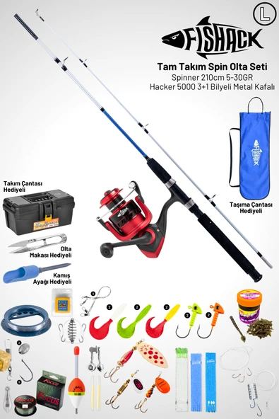 Tam Takım Spin Olta Seti - 210cm Kamış 5-30GR / 5000'lik 3+1BB Makine - L ürün görseli 1