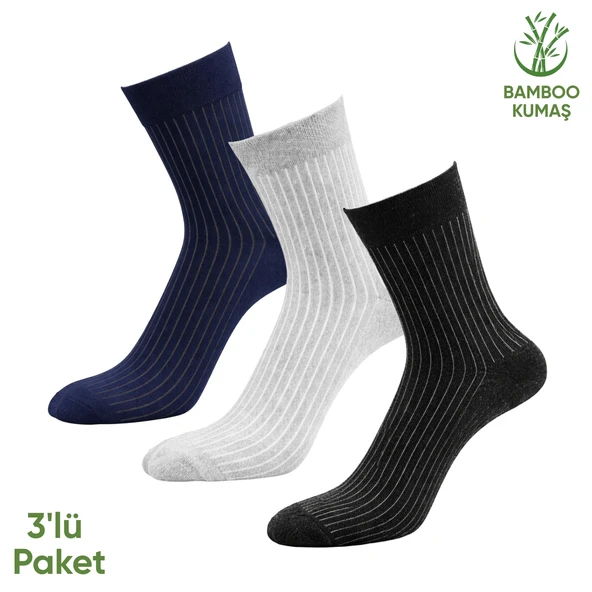 Bambu Erkek Soket Çorabı - 3 Çift - Dikişsiz - Malta - 17671 - Set 3 ürün görseli 1