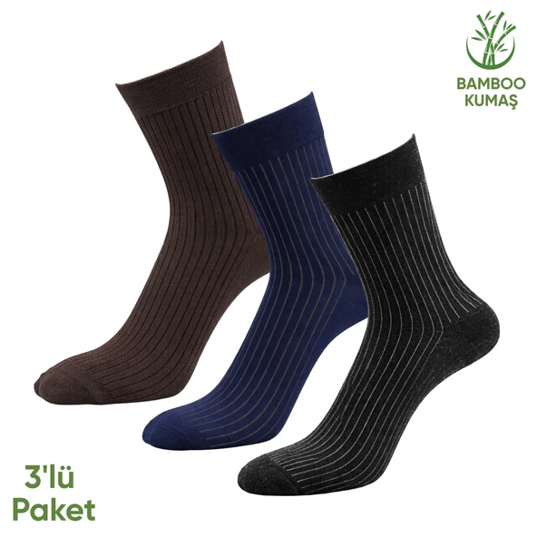 Bambu Erkek Soket Çorabı - 3 Çift - Dikişsiz - Malta - 17671 - Set 2 ürün görseli 1