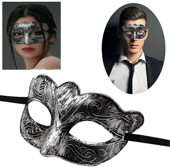 Maskeli Balo Antik Gri Gümüş Eskitilmiş Maske Balo Venedik ürün görseli 1