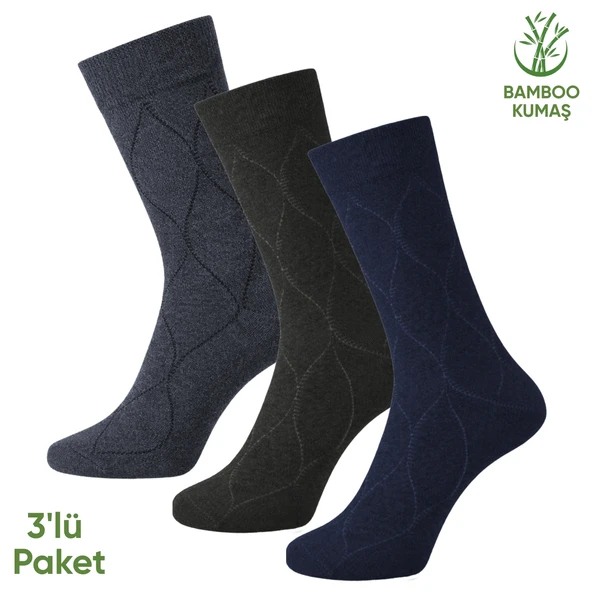 Bambu Erkek Soket Çorap - 3 Çift - Dikişsiz - Bakü - 17672 - Set 1 ürün görseli 1