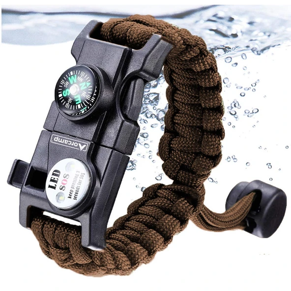 Orcamp Paracord Hayatta Kalma Bilekliği Kahve OUT-4300 ürün görseli 1