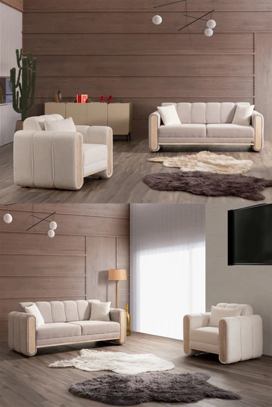 İYENA HOME LİVİNG November 3+3+1+1 Koltuk Takımı Krem ürün görseli 1