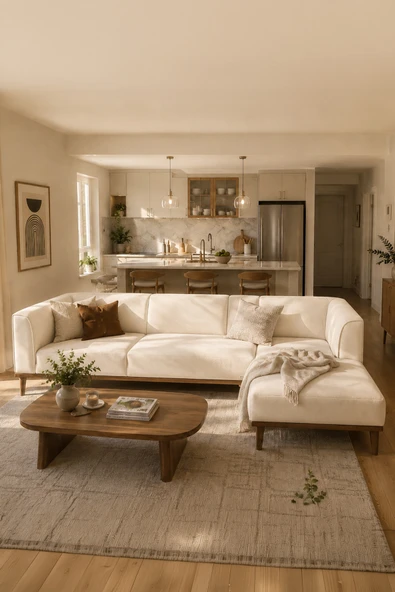 İYENA HOME LİVİNG Köşe Koltuk Pierro Modern Köşe Koltuk Takımı Bej ürün görseli 1