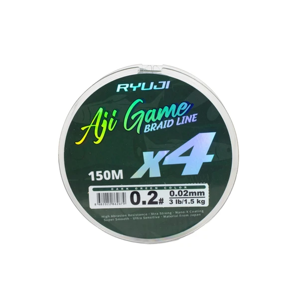 İp Örgü Misina - 4 Kat - Ryuji Aji Game - 150mt - Yeşil - 0.02mm ürün görseli 1
