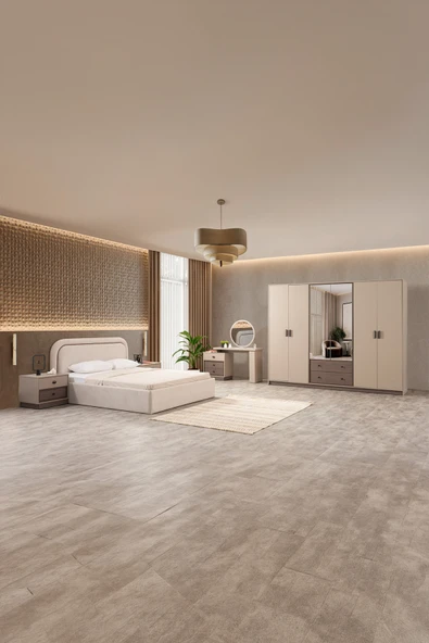 İYENA HOME LİVİNG Milas Yatak Odası Takımı Krem ürün görseli 1