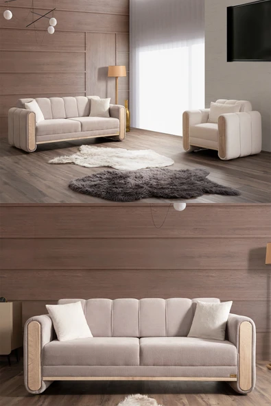 İYENA HOME LİVİNG November 3+3+1 Koltuk Takımı Krem ürün görseli 1