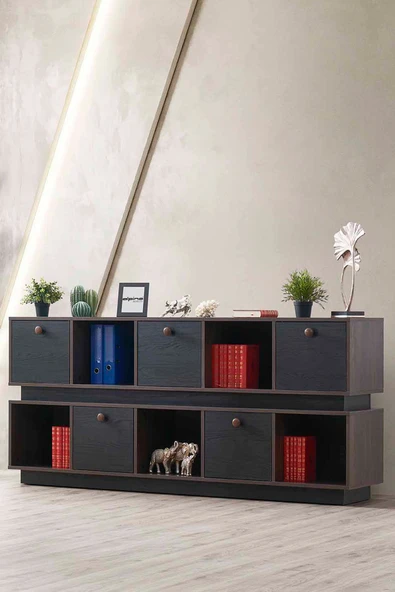 İYENA HOME LİVİNG Edessa Ofis Dolabı Siyah ürün görseli 1