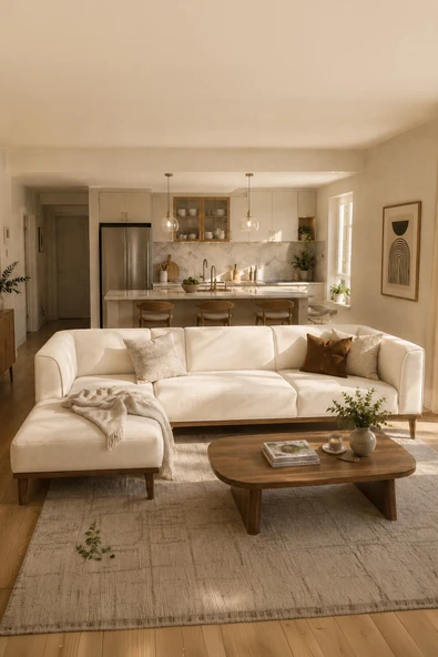 İYENA HOME LİVİNG Köşe Koltuk Pierro Modern Köşe Koltuk Takımı Bej ürün görseli 1